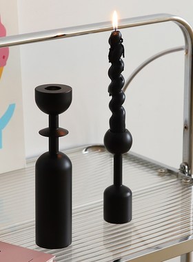 速发法式木档感台摆件轻奢高质客厅家居复古高级烛台座装饰品摆设