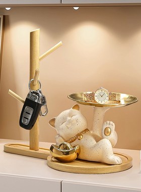 速发招财猫收纳摆装入户玄关鞋柜轻奢暖居架饰客厅置物件乔迁礼物