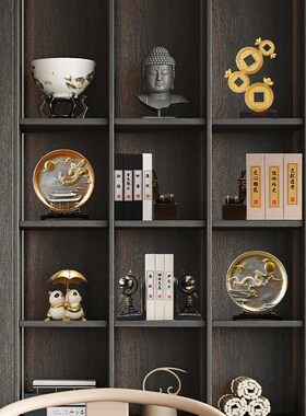 速发新中式龙件艺术盘子装饰摆凤客艺禅意茶室博古架书房酒柜工厅