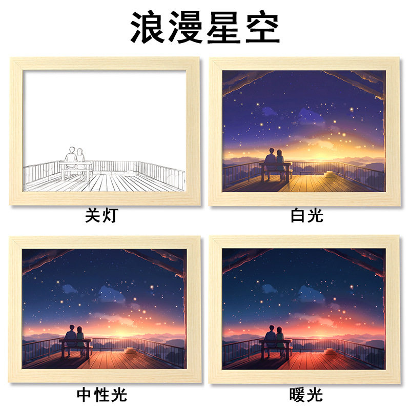 万家灯火风景h相框灯光画岳阳楼创意氛围小夜灯卧室床头装饰画摆,淘宝优惠券,粉丝福利购,淘宝优惠卷