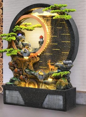 水幕墙庭院装饰别墅鱼池喷v泉景观流水客厅隔断假山办公室玄关摆