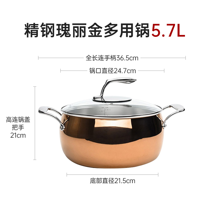特百惠美满人生瑰丽金锅大容量厨房多用炖锅炒锅套装通用物理不沾
