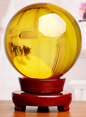 黄色水晶球摆件白蓝色球s大号客厅店铺办公室玄关家居装饰工艺品