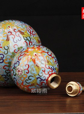 12寸景泰蓝葫芦摆件铜胎掐丝玄关客厅家居装饰品生日礼品送长辈