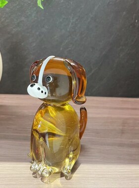 淄博玻璃琉璃小狗生肖桌面摆件工艺品新房家居装饰样板间生日礼物