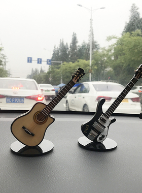 吉他车摆迷你木质小提尤克里x里电吉他电贝斯钢琴古筝模型蛋糕摆