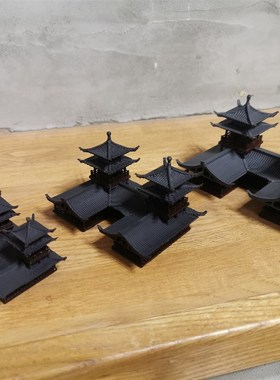 钰书房盆景假山摆件配件吸水石微景观假山上的小R摆件双层古楼水