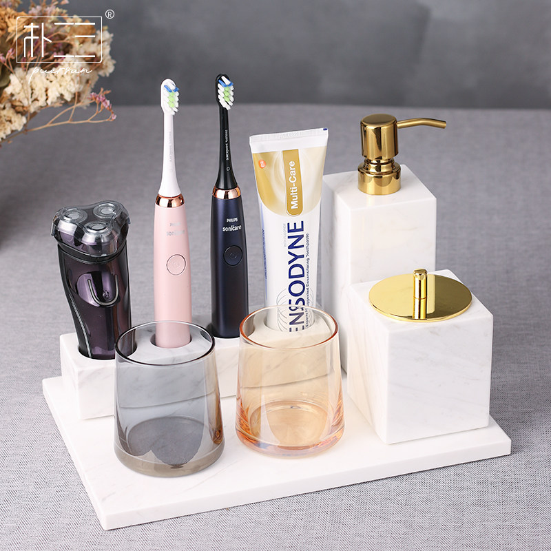 电动牙刷置物架座摆台式浴室大理石多孔化妆品梳子牙膏剃须刀收纳,淘宝优惠券,粉丝福利购,淘宝优惠卷