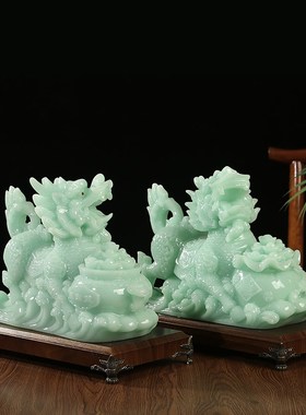 速发财石麒麟摆件一对火麒麟招玉纳福客厅迁关摆设乔玄礼品
