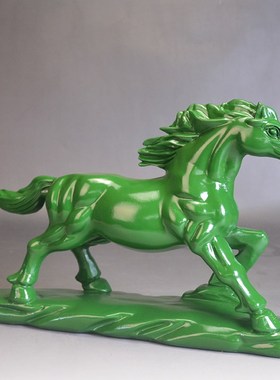 速发木雕工摆件实木面肖马到成功绿色家居书房办公桌生装饰木头马