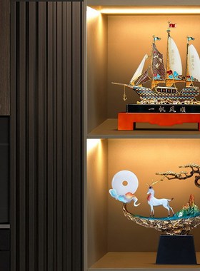 速发福禄安康铜鹿摆件高端公中式别装客厅办新室玄关墅饰乔迁新居