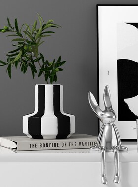 速发高级感条纹花瓶柜花创意家居客厅玄关电视插饰装艺术摆件