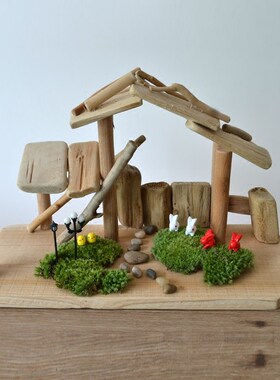 手工实木小屋小房子造景摆件客厅工艺品摆设家居S酒柜装饰创意礼