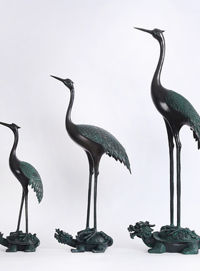 纯铜鹤摆件龙头龟鹤装饰品大号龟鹤E延年铜工艺品仙鹤公司开业礼