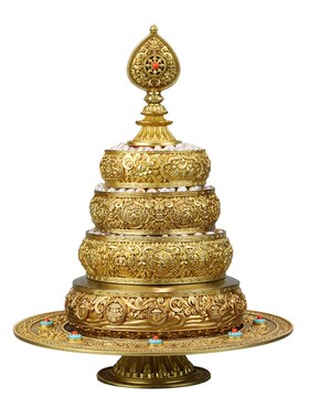 慧宝37供修法曼扎盘A款修盘果碟托盘藏传密宗铜五方佛曼茶盘