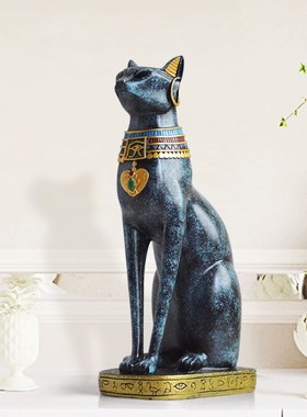 欧式招财猫埃及猫摆件创意客厅玄关电视柜酒柜家居安德森猫装饰品