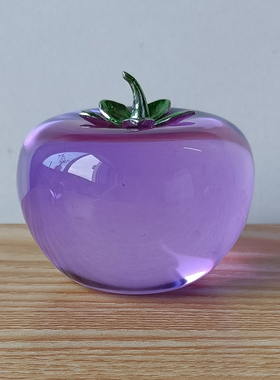 创意水果装饰小摆件水晶玻璃番茄简约桌面车载车内生日节日送礼