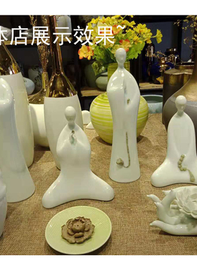 景德镇陶瓷佛像新中式家居乔迁礼物客厅玄关茶道书柜佛头禅意摆件