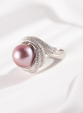 爱迪生紫色珍珠戒指大粒径