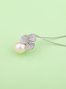 三叶草珍珠项链休闲耳饰套装