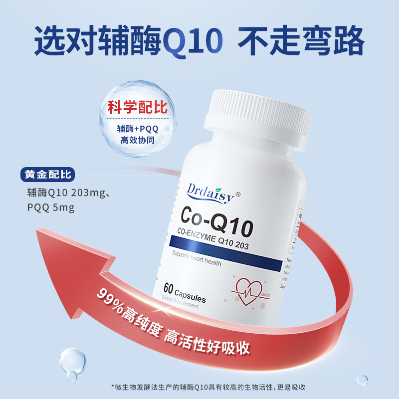 Drdaisy高含量辅酶q10软胶囊203mg心脏辅酶Q10线粒体PQQ备孕60粒