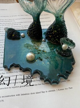 滴胶成品便携手机支架海洋风人鱼尾夜灯卧室玄关摆件定制闺蜜礼物