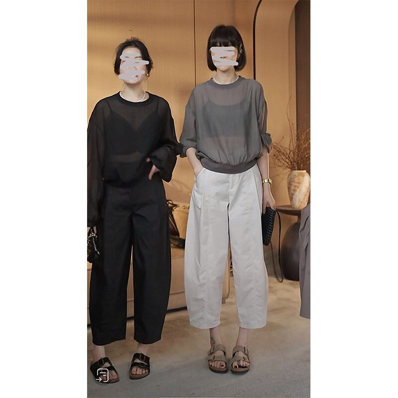 裤子女2024新款夏季薄款米白色八九分裤女宽松显瘦时尚哈伦工装裤,淘宝优惠券,粉丝福利购,淘宝优惠卷