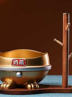 新中式创意桌面收纳福摆件进门口玄关钥匙置物架实木家居高端装饰