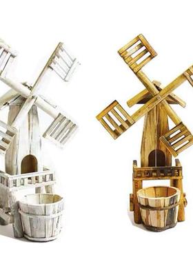 田园风格质风车摆装饰件阳台花架家幼居园橱窗落地摆设木儿植物角
