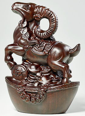 黑檀木雕十二生肖羊摆件实木领头山羊客厅装饰乔迁开业送礼工艺礼