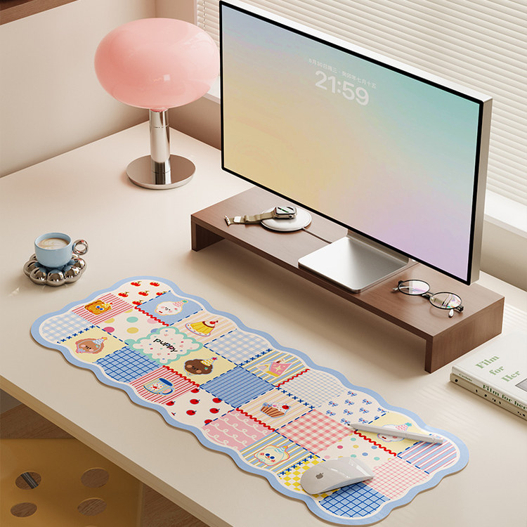 甜心拼图可爱女生工位电脑办公桌垫高颜值学生书桌桌布超大鼠标垫,淘宝优惠券,粉丝福利购,淘宝优惠卷