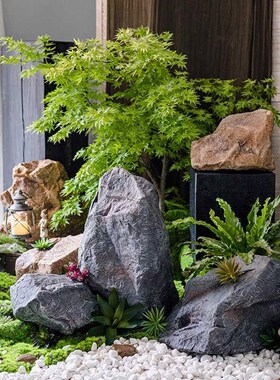 速发pu石头室内软装假景石拍摄造绿道具园林山植景观石装饰摆件