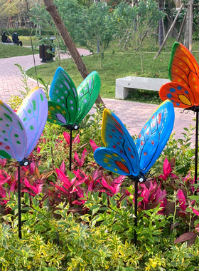 速发户外公园玻璃钢雕塑蝴蝶摆件花园林景观动饰装美草坪发光物陈