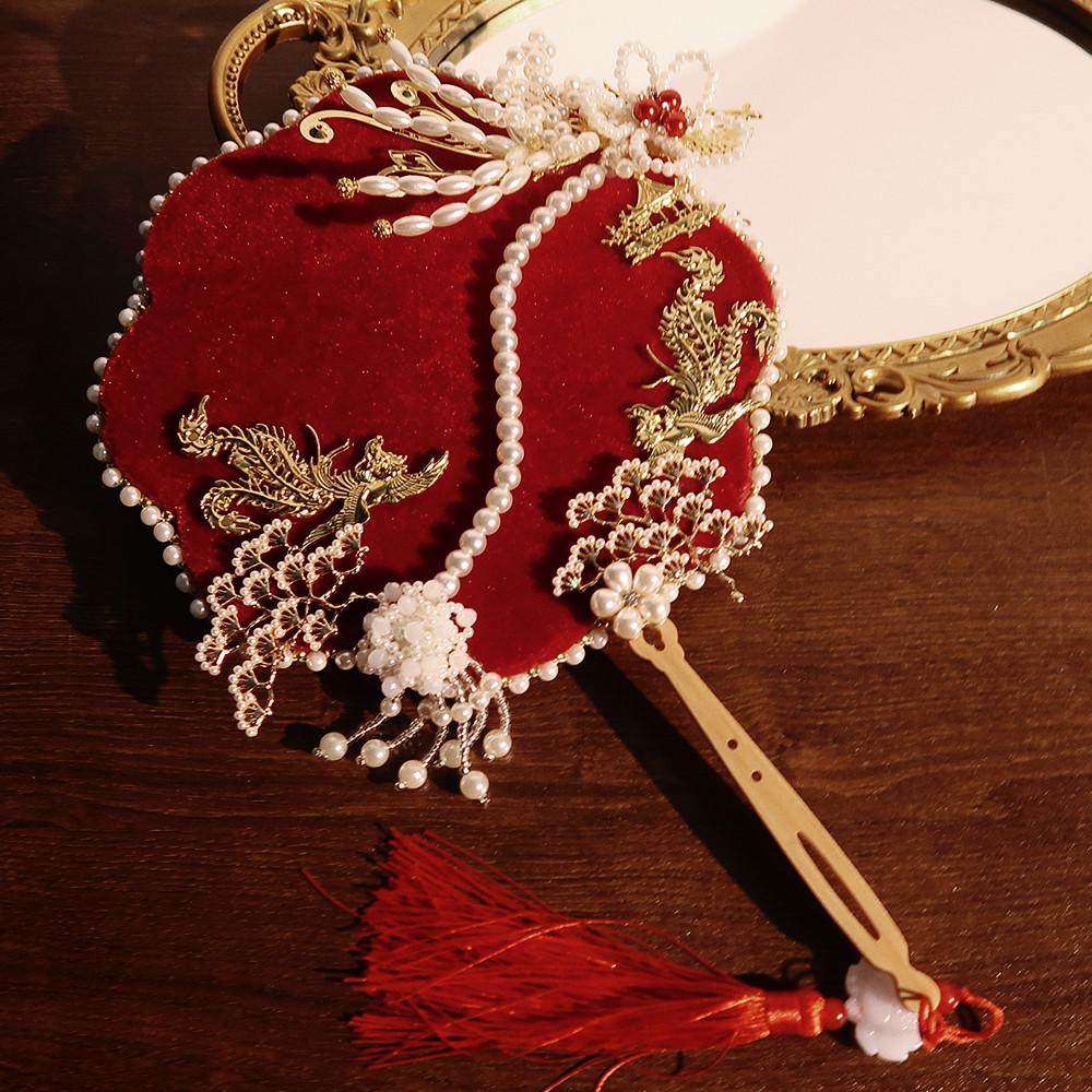 中式新娘长柄扇子diy手工秀禾服团扇闺蜜结婚送礼喜扇材料包成品,淘宝优惠券,粉丝福利购,淘宝优惠卷