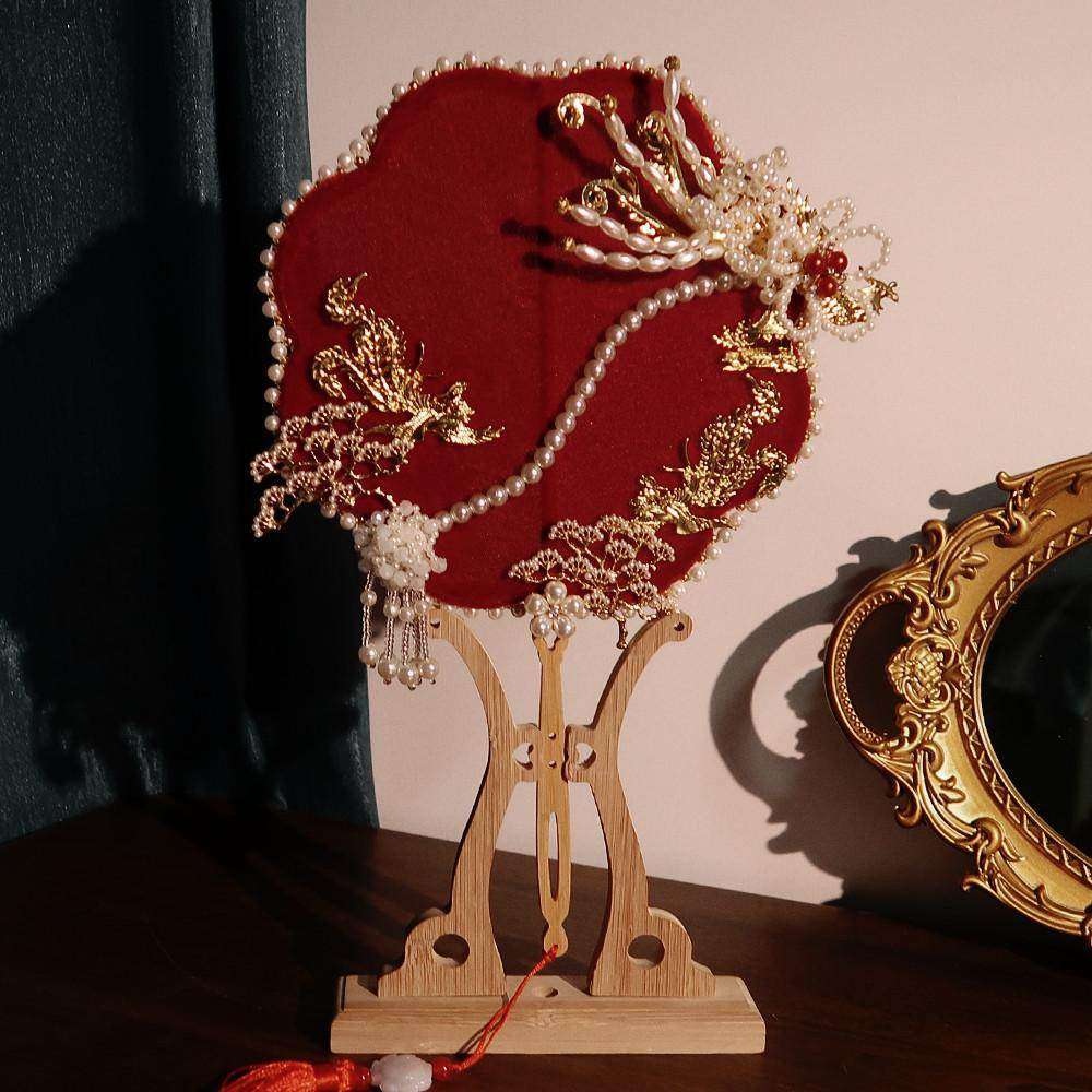 中式新娘长柄扇子diy手工秀禾服团扇闺蜜结婚送礼喜扇材料包成品,淘宝优惠券,粉丝福利购,淘宝优惠卷