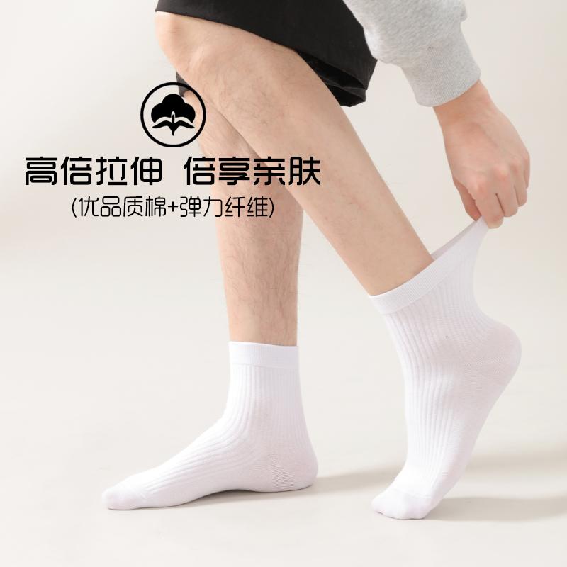 袜子男女秋冬款中筒袜黑色纯棉商务袜长袜春夏透气吸汗百搭精梳棉