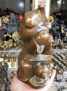 新品母子福猪黄铜动物摆件铜器雕塑佳节开业送礼礼品家居桌面摆件
