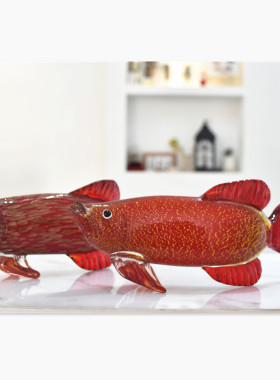 琉璃金龙鱼招财摆件玻璃工艺品北欧轻奢办公室装饰品乔迁开业礼品