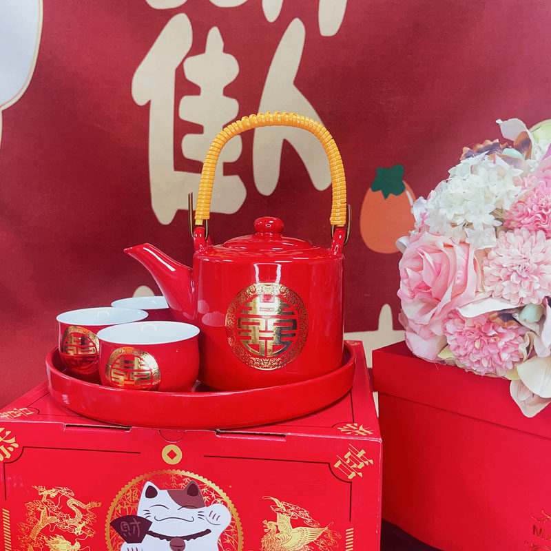 结婚茶具敬茶杯套装茶具喜杯红色壶陶瓷新人改口敬V茶陪嫁新人礼,淘宝优惠券,粉丝福利购,淘宝优惠卷