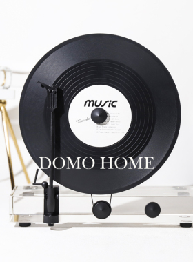 轻奢立式复古留声机黑胶唱片水晶创意摆件模型样板W间电视柜装饰