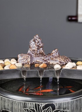 流水摆件小鱼缸假山石槽造景养鱼循F环过滤器水池简约创意家居装