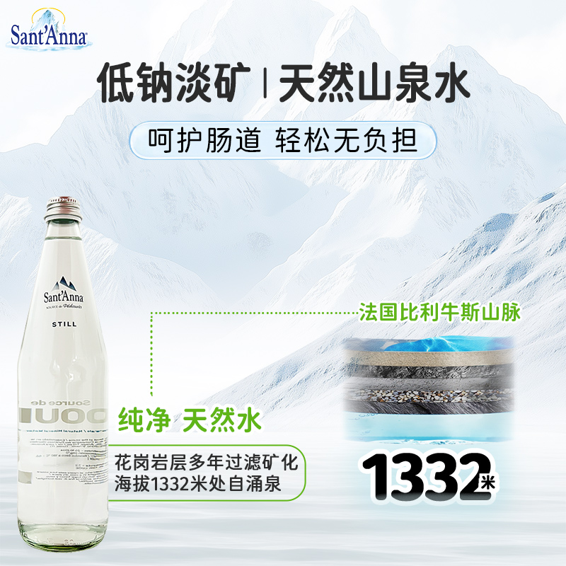 【750ml玻璃瓶】法国原装进口天然山泉水高端饮用水低钠淡矿泉水 - 图2