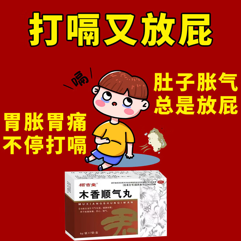 木香顺气丸消化不良的药胃胀气打嗝嗳气肚子胀气屁多放屁肠胃调理
