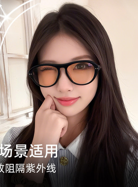 2025新款复古黑框茶片墨镜女防紫外线网红高清尼龙镜片UV400防晒