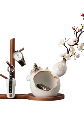 新中式放钥匙收纳葫芦摆件客厅入户玄关进K门口鞋柜装饰品乔迁礼