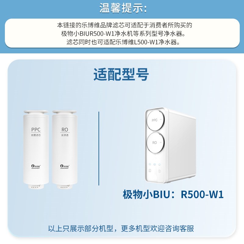 乐博维适配苏宁极物净水器滤芯小Biu/R5G00-W1PPC复合RO反渗透膜