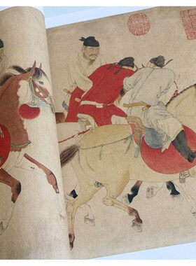 1:1 元d任仁发五王醉归图 古代人物画长卷装饰画宣纸复制临摹文稿