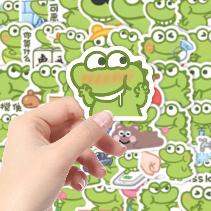 100张小鳄鱼抹茶旦旦搞笑表情包贴纸创意手账手机壳可爱防水贴画 - 图0