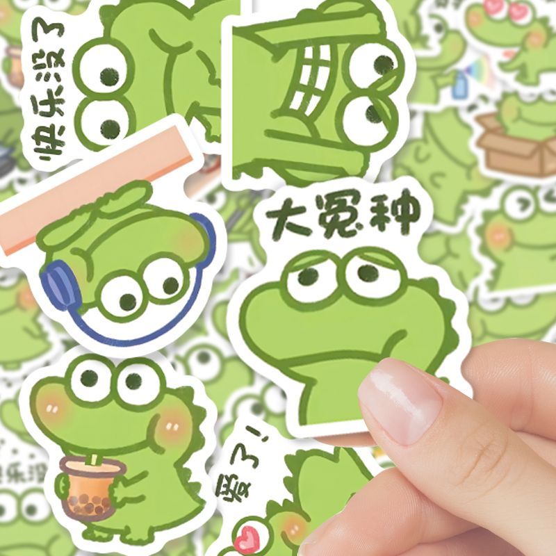 100张小鳄鱼抹茶旦旦搞笑表情包贴纸创意手账手机壳可爱防水贴画 - 图1