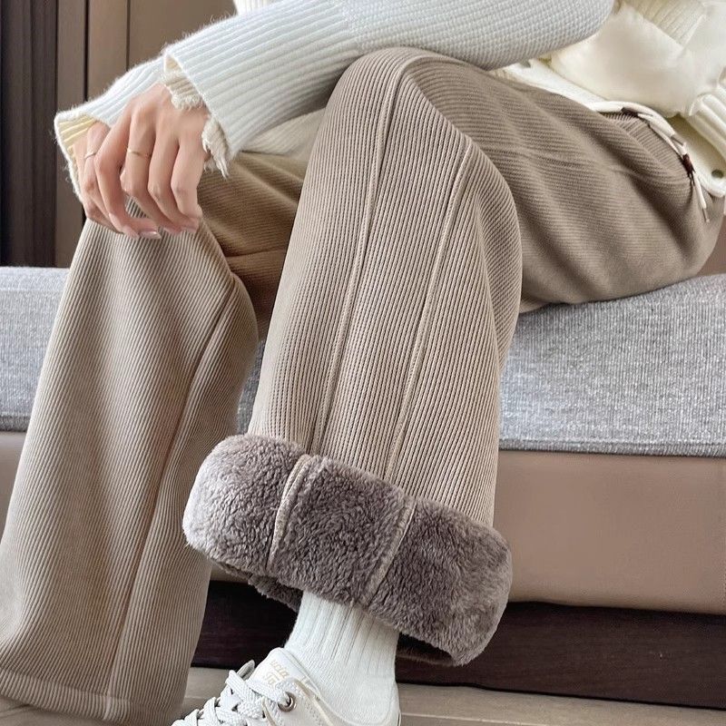 阔腿裤女冬季加绒加厚雪尼尔直筒裤子大码妈妈保暖羊羔绒外穿棉裤,淘宝优惠券,粉丝福利购,淘宝优惠卷